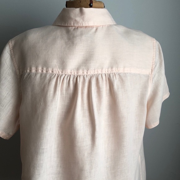 J.Jill Blush Linen Button Blouse Short Sleeves - Picture 3 of 11